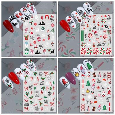 Professional Cartoon Christmas Nail Art Sticker Cute Winter Manicure Decals Simple Snowman Nail Art Accessory Manicurist