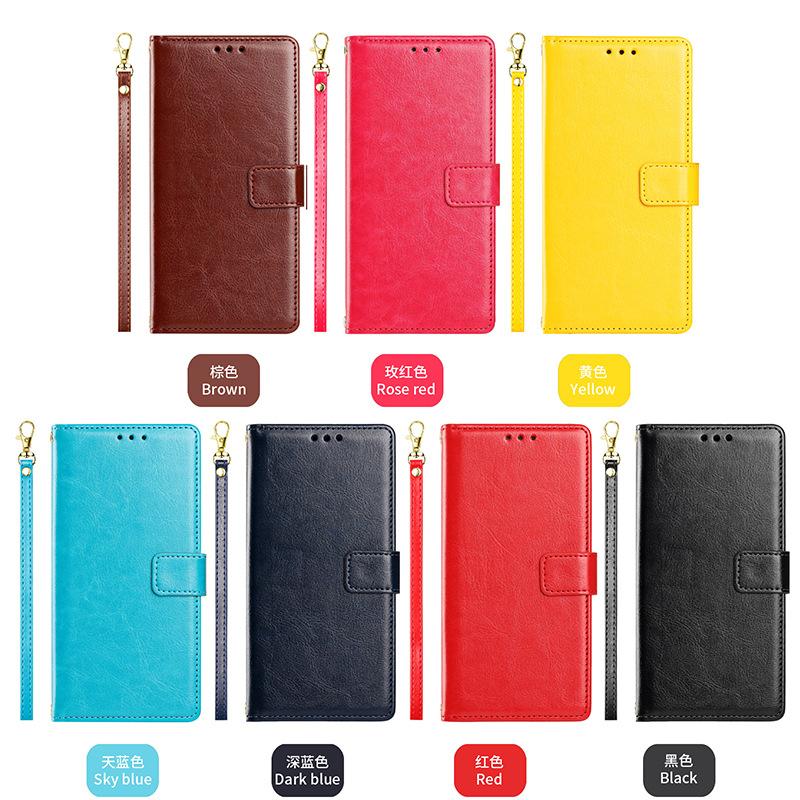 Flip cover mobile phone case is suitable for Samsung A57IPHONE mobile phone leather case insert card magnetic attraction solid color Crazy Horse patte
