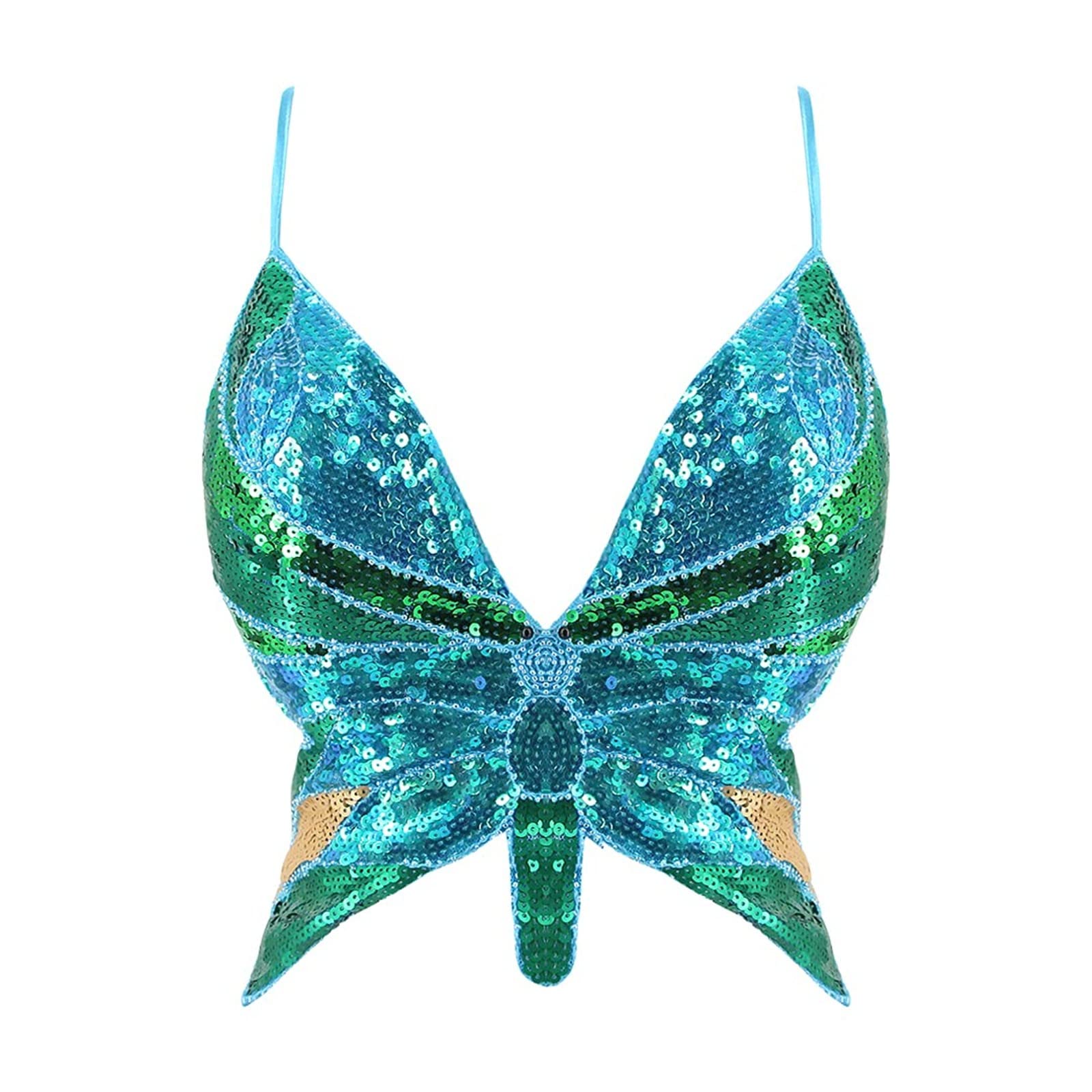 

Ladies Performance Tops, Belly Dance Bras, Sexy Stage Butterfly Bras One Size