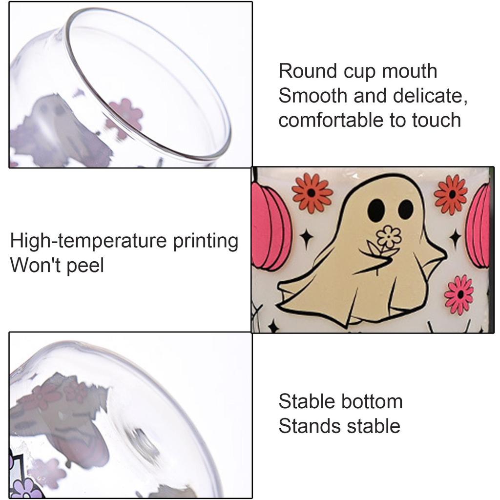 400ml Halloween Cups with Lid Straw Pumpkin Ghost Tumbler for Kids Adults Iced Coffee Halloween Party Festive Gatherings Gift