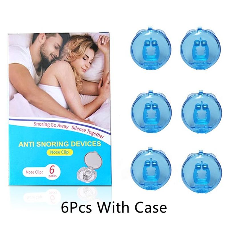 6pcs Silicone Anti Snoring Corrector Magnetic Anti Snore Easy Breathe Improve Sleep Aid Apnea Stop Snoring Nose Clip With Boxs