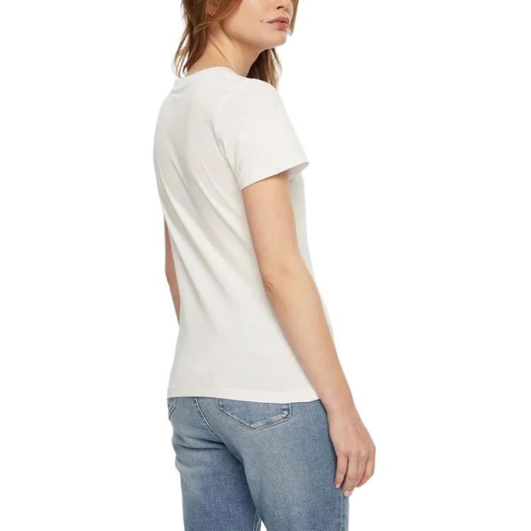 Calvin Klein Letter Print Slim Fit Round Neck Short Sleeve T-Shirt Women Tops White J20J224982-YAF