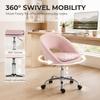 Velvet Desk Chair, Modern Office Chair with Height-Adjustable, Wheels, for Home Study Bedroom, Pink