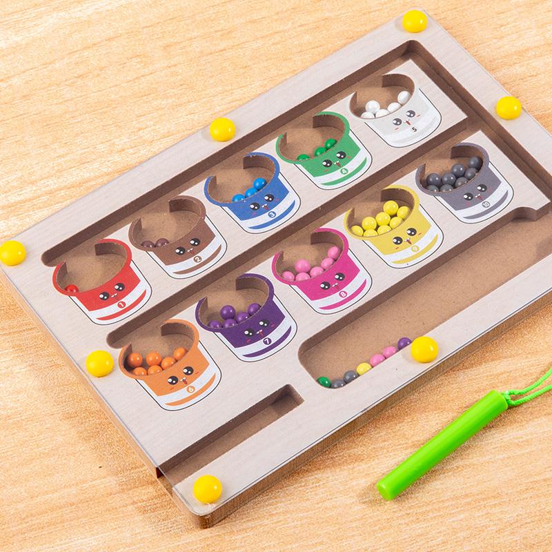 

Color Sorting Games Maze Board Montessori Magnetic Pen Moving Bead Games Wooden Control Sensory Play Educational Toys for Kids