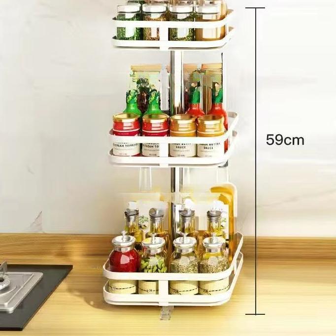 

Kitchen Organizer Spices Rack 360° Rotating Seasoning Holder Storage Tray Multipurpose Storage Rack for Kitchen Countertop білий