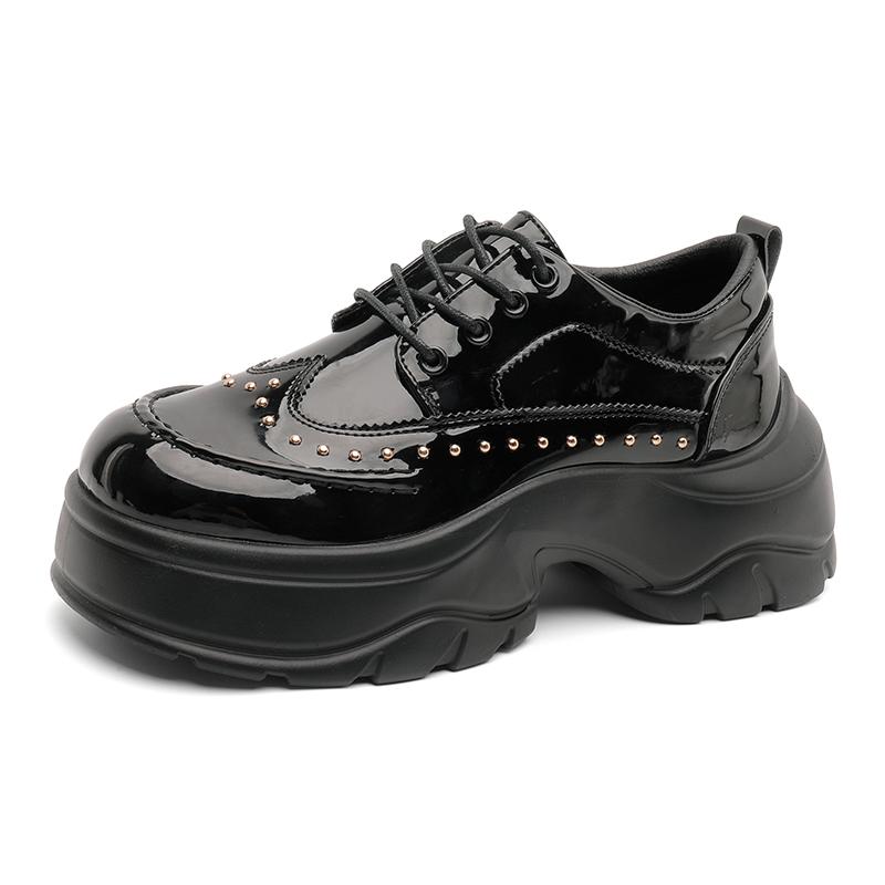 

2025 New Casual Leather Men s Slip On Loafers British Lace-Up Daily Oxford Shoes Designer Outdoor Thick Bottom Shoes 46 чёрный