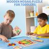 NEW Wooden Montessori PuzzleToy Mosaic Color Shapes Sensory Game Early Educational Toy Jigsaw Pattern Blocks for Toddler's Gifts