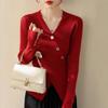 Lazy wind knitted sweater women's summer new long-sleeved high-end super good-looking bottom top