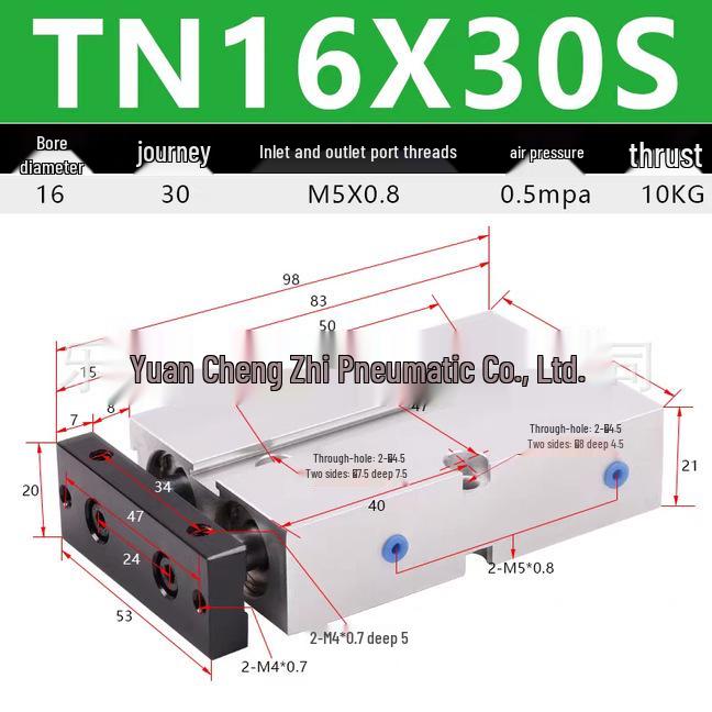Double Shaft Pneumatic Cylinder with Dual Piston Rods TN10-40