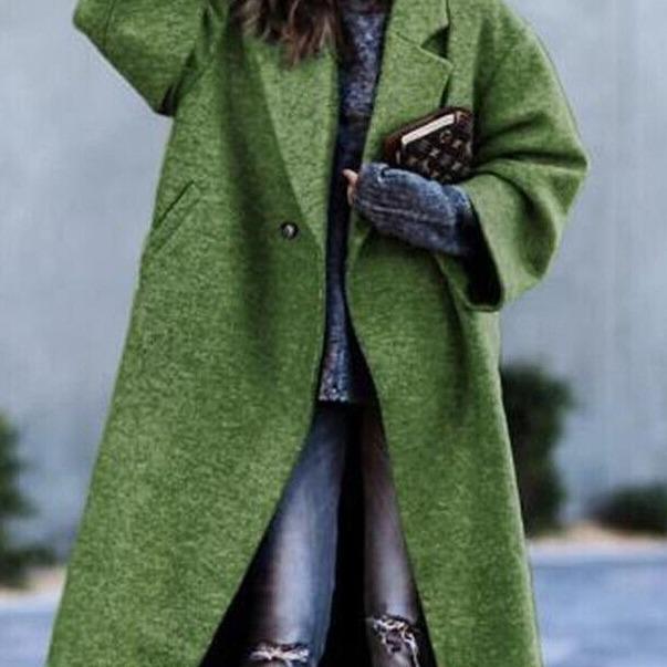 2025 Autumn/Winter Women's Solid Color Casual Wool Coat