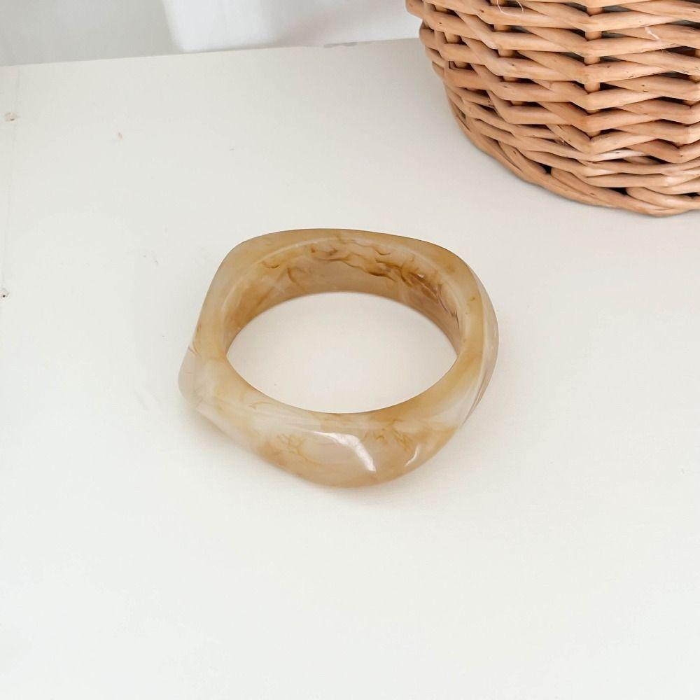 Smudging Acrylic Bangle Europe American Style Retro  Hand Ring Cute Irregular Wide Bracelet  Women