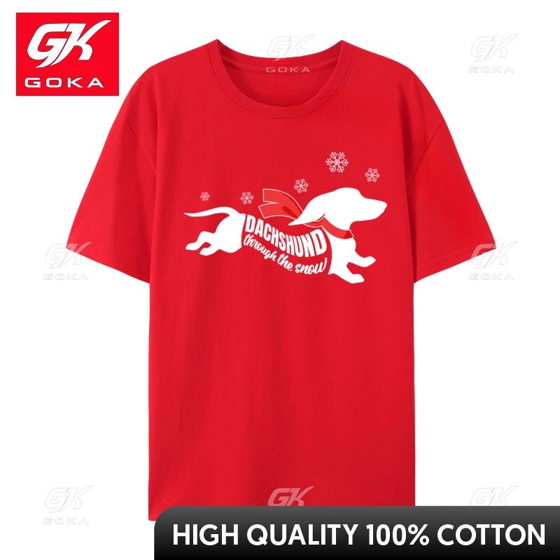 Dachshund Through The Snow Doxie Dog Lovers Christmas TShirt Tops Shirts Cheap Cotton Printed Unisexs New Fashion TShirt S
