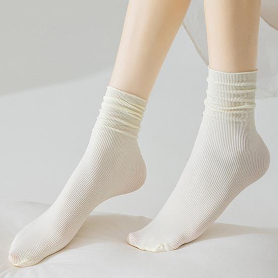 3 Pairs Ice Silk Socks for Women Summer Ultra Thin Crew Socks Casual Mid Calf Stacked Socks Elastic Above Ankle Bootie Socks