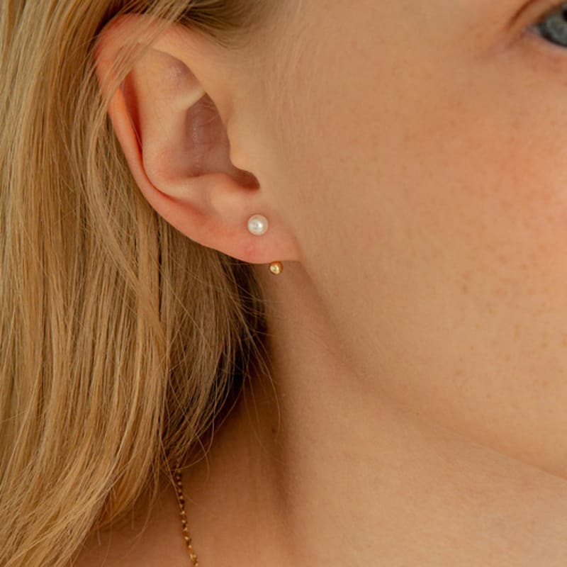 LUNNE 14k Double Ball Two-Way Earrings (14k Gold) #L08