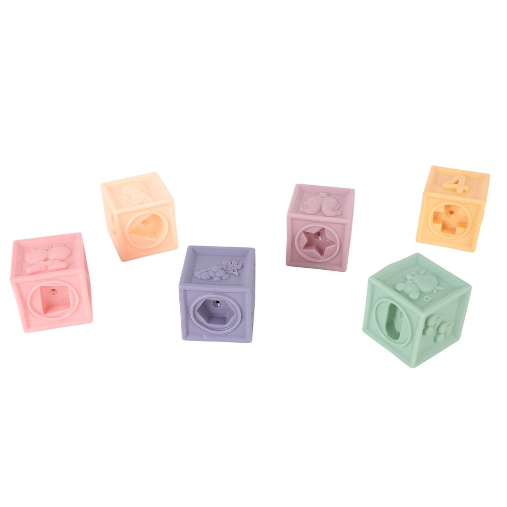 12PCS Children Silicone Building Blocks Soft DIY Educational Chewable Animals Shapes Cube Blocks Toys
