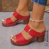European and American Large-size Open-toed High-heeled Slippers Women's New Thick-heeled Embossed Fashion Cool Slippers