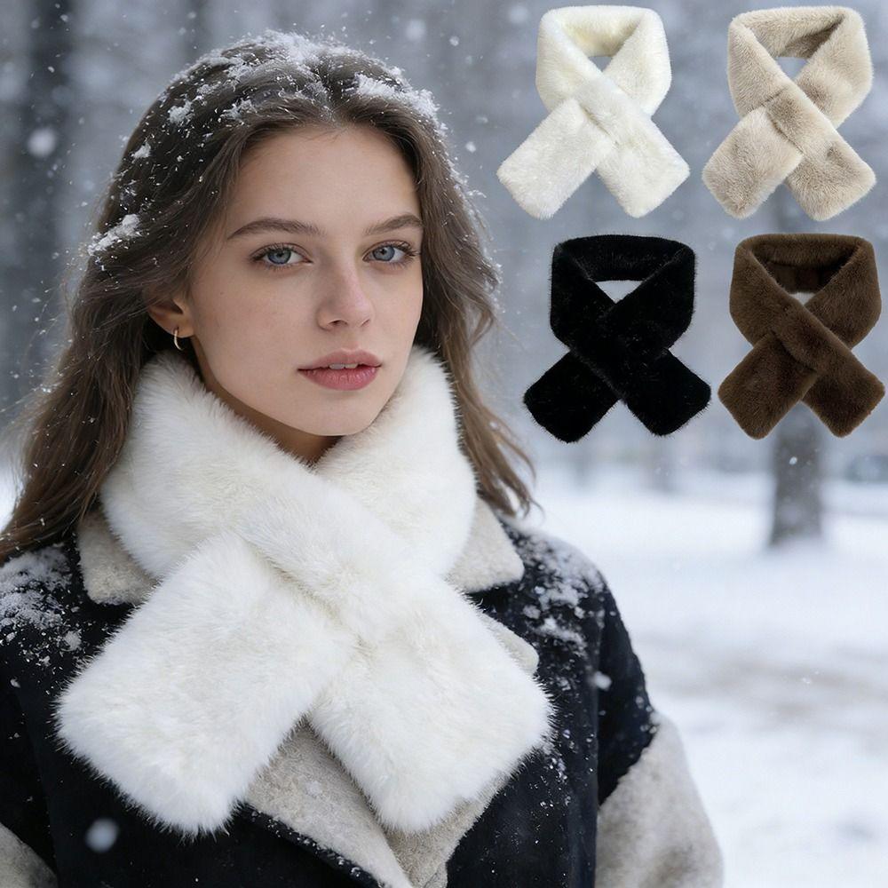 Thickened Neck Scarf Faux Mink Fur Faux Rabbit Fur Scarf Neckerchief Wrap Autumn Winter