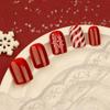 24Pz Rosso Natale Strisce Caramella Fiocco di Neve Quadrati Corti Unghie Finte Unghie Finte Punte Regalo Per Donne