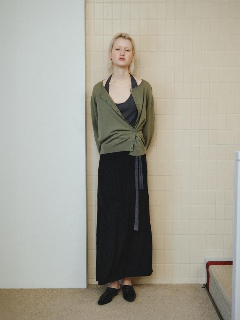 Reply Wool Long Knit Skirt_Black
