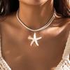 Boho Vintage Resin Starfish Star Pendant Necklace for Women Summer Beach Style Multilayer Velvet Rope Chain Choker Party Jewelry