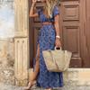 Women Short Sleeve Floral Maxi Long Dress Ladies Boho Party Evening Casual Dress