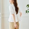 Latest Summer French Niche Lace Round Neck Embroidered Blouse Commuter Chic Top
