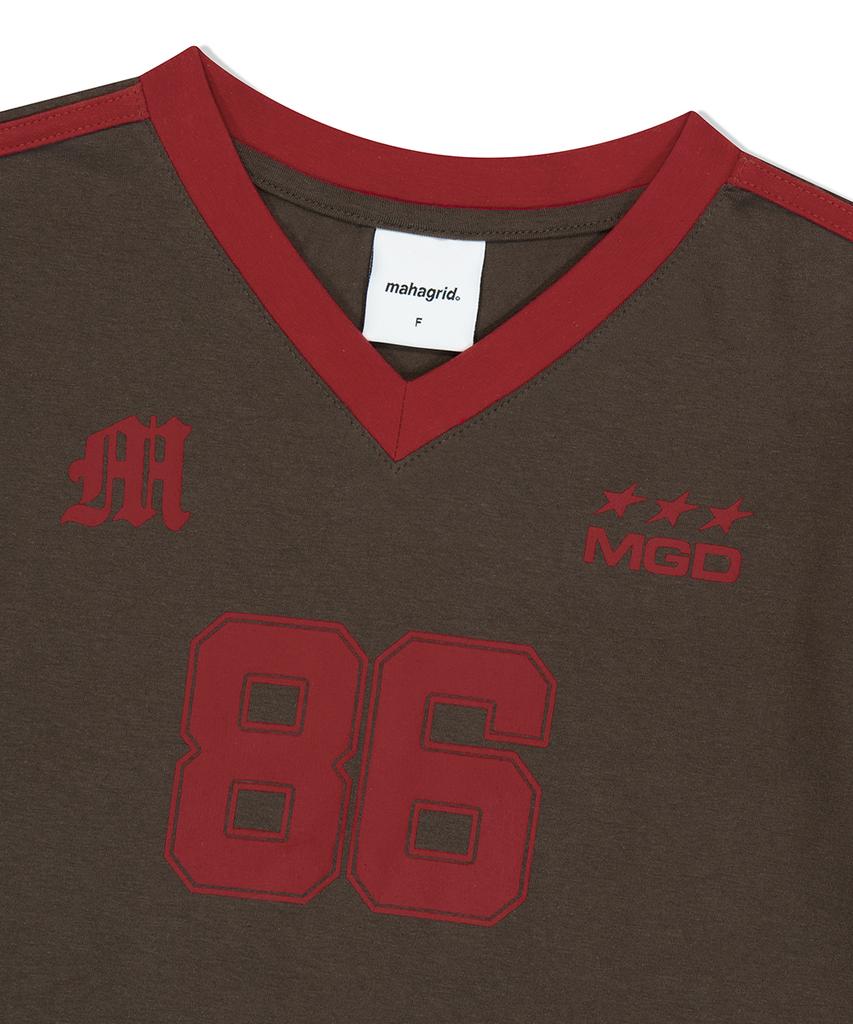 MAHAGRID Football Ringer Tee Brown(Mg2Fmft587A)