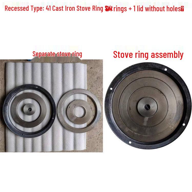 Cast Iron Firewood Stove Ring & Lid: Thickened Rustic Pot and Fire Pit Accessories