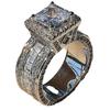 New Inlaid Square Imitation Zircon Ring, European and American Fashion Engagement Ring Jewelry