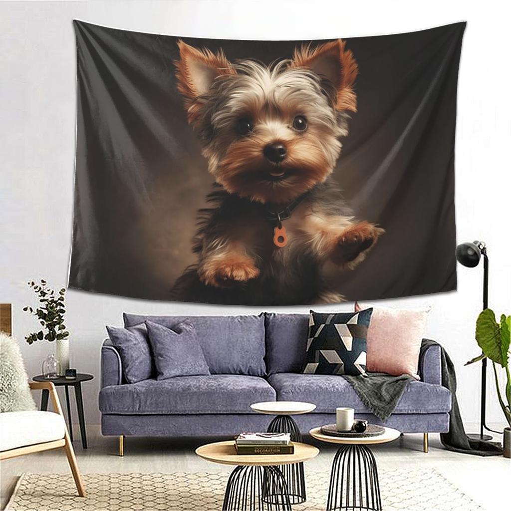 Yorkshire Terrier Hund Süß Wandteppich Wandbehang Ästhetische Wohnkultur Wandteppiche für Wohnzimmer Schlafzimmer