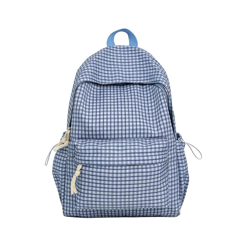 Schoolbag Small Fresh Travel Lightweight Backpack Large Capacity Literary Plaid Computer Backpack Junior High School Student School Bag