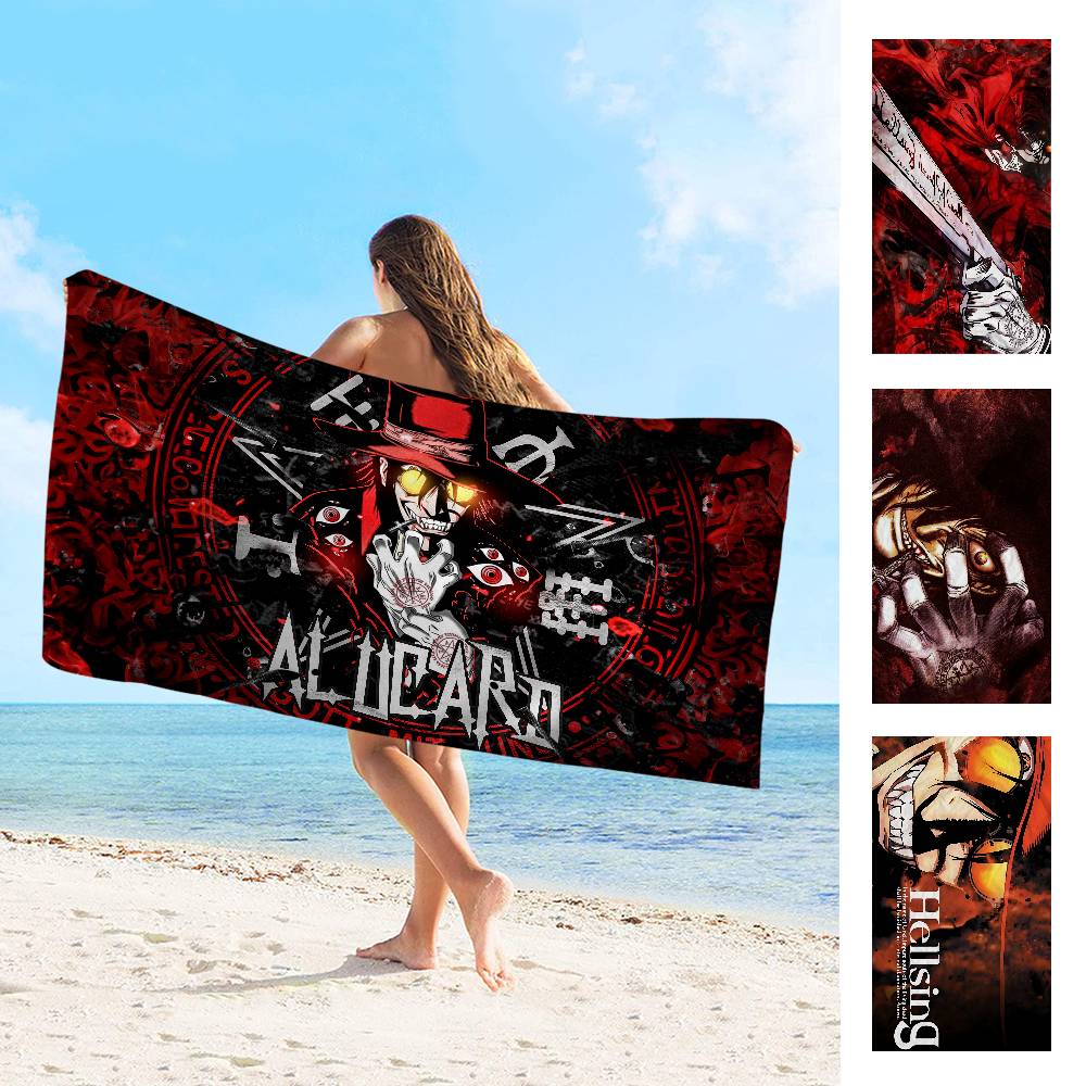 Horror Anime H-Hellsing Microfiber Blanket Quick Drying Beach Towels Oversized Printing Super Absorbent Pool Towel Blanket