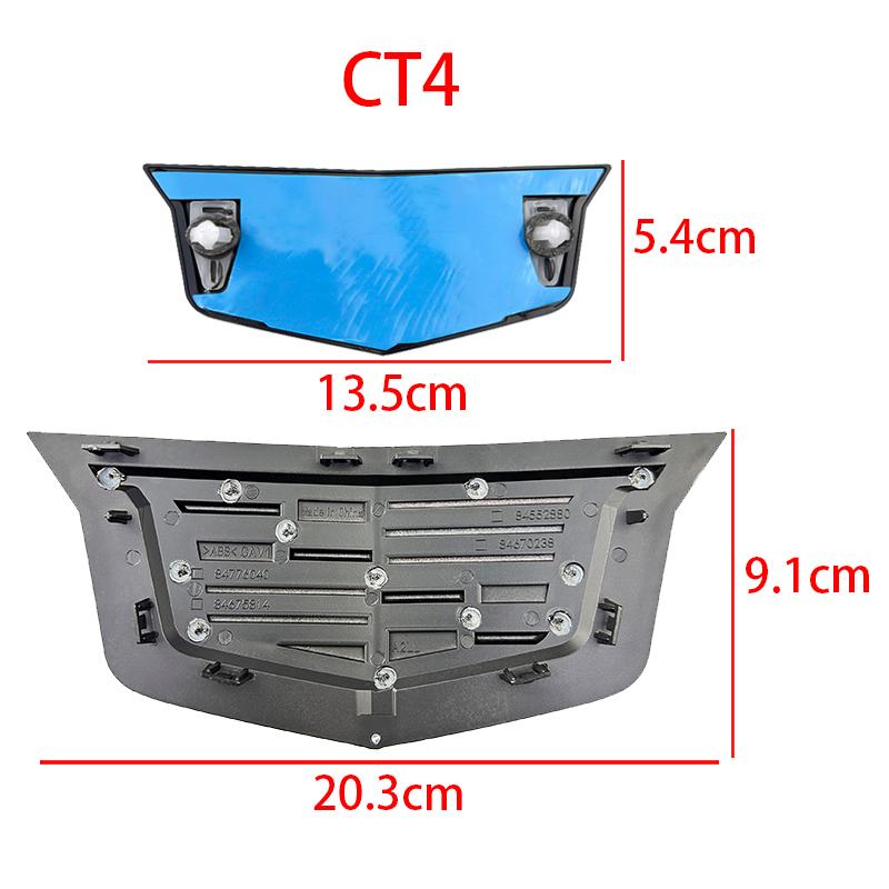 20.3X9.1CM ABS Auto Voorgrille Badge voor Cadillac CT4 2025 2024 2017 2020 Vervangend Embleem 13.5X5.4CM Achterklep Stickers
