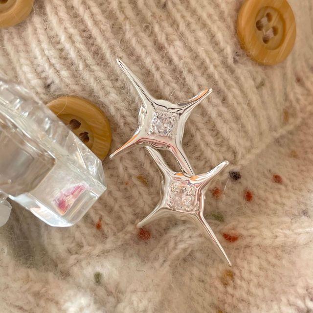 

SHANICE Настоящее серебро S925 пробы Простые нерегулярные серьги-гвоздики со звездами Женская мода Темперамент Украшения для вечеринок серебряный