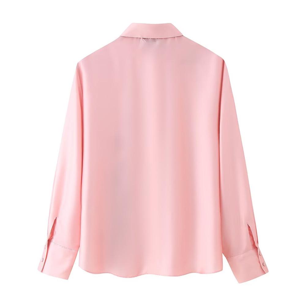Spring/Summer 2025 Women's Floral Silk Satin Shirt: Elegant, Versatile, Comfy