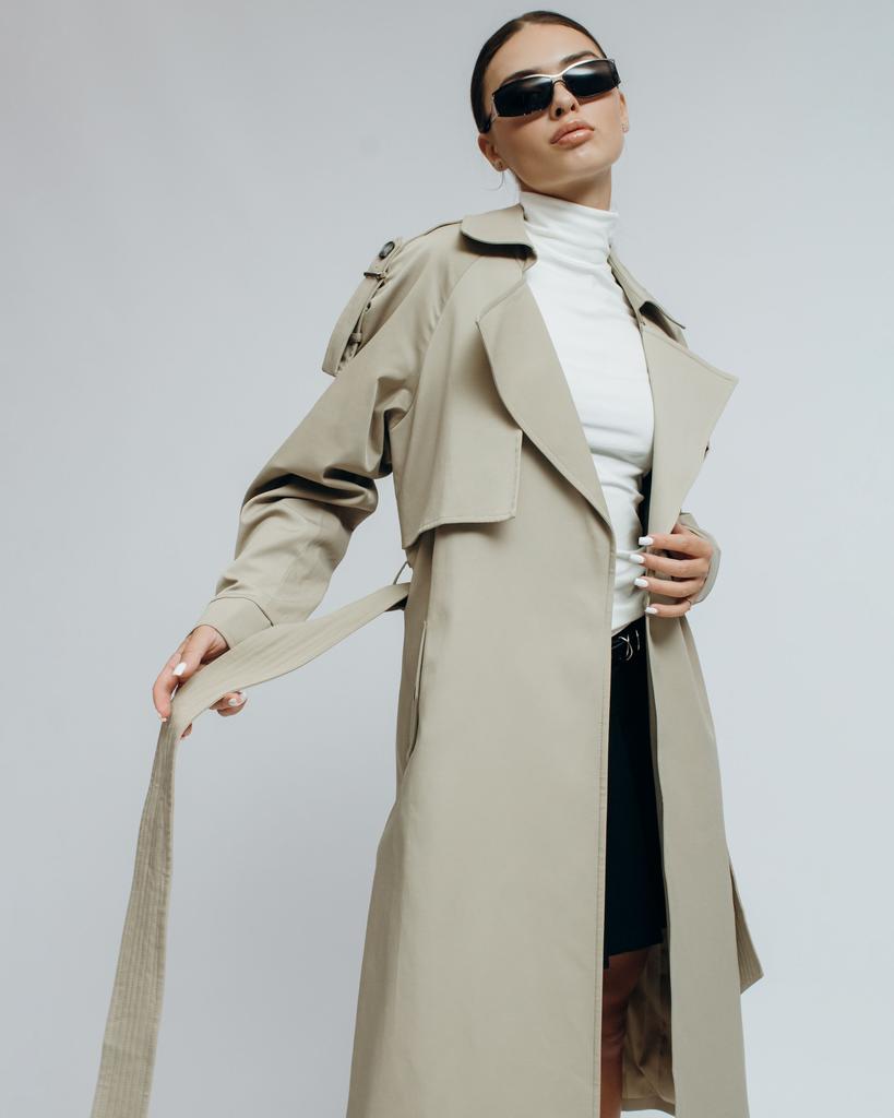 Langer Trenchcoat für Damen ICON 223 36 hellbeige
