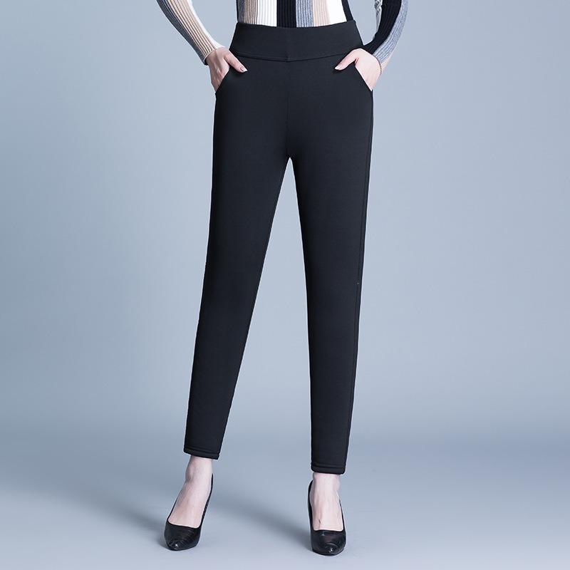 

Утепленные хлопковые брюки, женские брюки для мамы, зимние леггинсы для верхней одежды, теплые женские брюки для среднего возраста, брюки для стройной фигуры 5XL чёрный