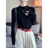 One-piece velvet inner half turtleneck long-sleeved sweater autumn and winter plus velvet small fragrant style layered bottoming sweater thick top