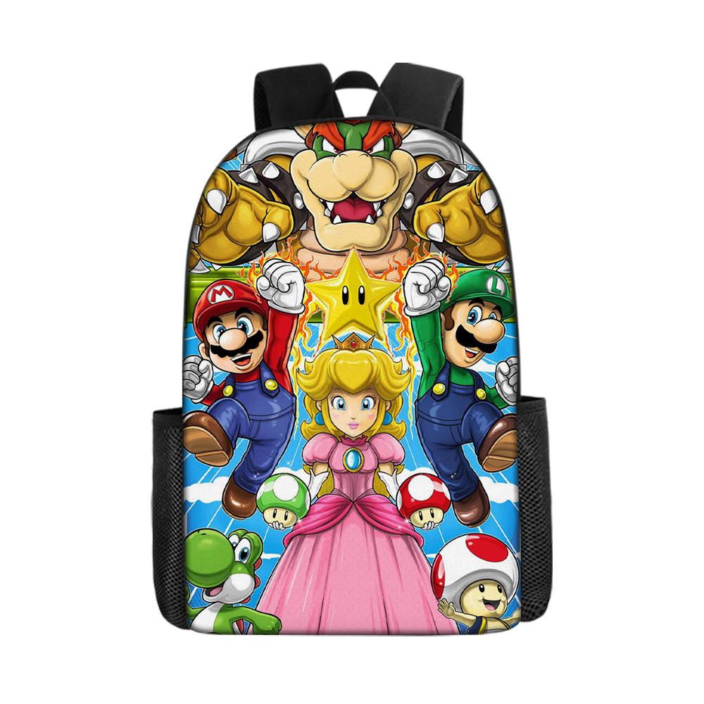 Cartoon Schoolbag Mario Backpack Satchel Pencil Case Three-Piece Set Mario Backpack