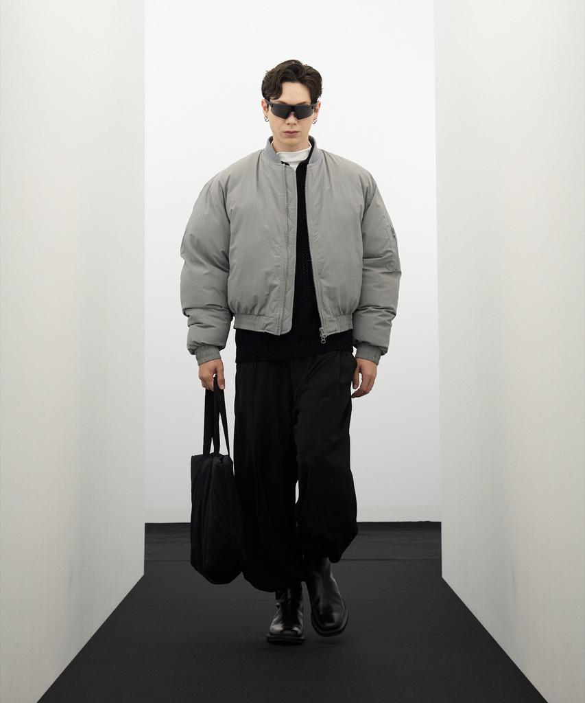 Ironyporno Whiteline 86-Iro300 Padded Ma-1 Oversized Short Padded Jacket Grey