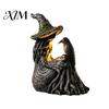 Decorative Pieces for Windowsill Luminous Witch & Raven Figurine with Mossy Tree Texture, Resin Gothic Creative Housewarming Gifts Statue LED