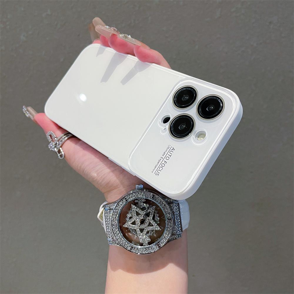 ins Stylish Candy Color AG Glass Glossy Phone Case For iPhone 15 16 17 Pro Max 14 Plus 13 Crystal Full Camera Protection Cover