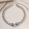 Luxurious snake shaped metal necklace, crystal snake buckle, gold and silver material, thick border chain, rhinestone decoration