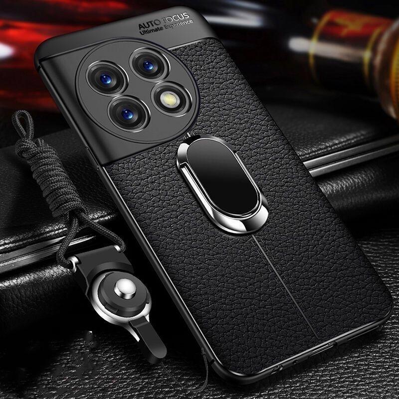 Magnetische Hülle für Oneplus 11 11R Ace 2 Pro 5G Halterungsring Handyhülle für One Plus ACE2 11 TPU Weiches Leder Stoßfester Bumper