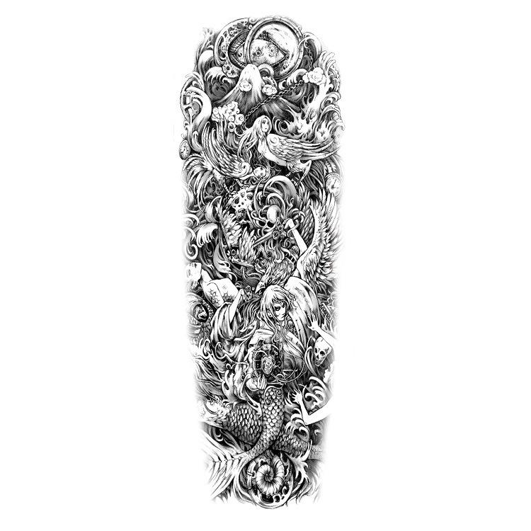 Full Arm Flower Arm Big Pattern Wind Lion Wolf Sexy Simulation Tattoo Water Transfer Tattoo Sticker