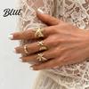 Adjustable Finger Ring 4Pcs Ocean Style Set Open Rings Gold