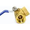 Brass Three-way Ball Valve, 1" DN25 Tap T-Type Female Thread Full Port for Water, Oil and Steam, 1 Inch