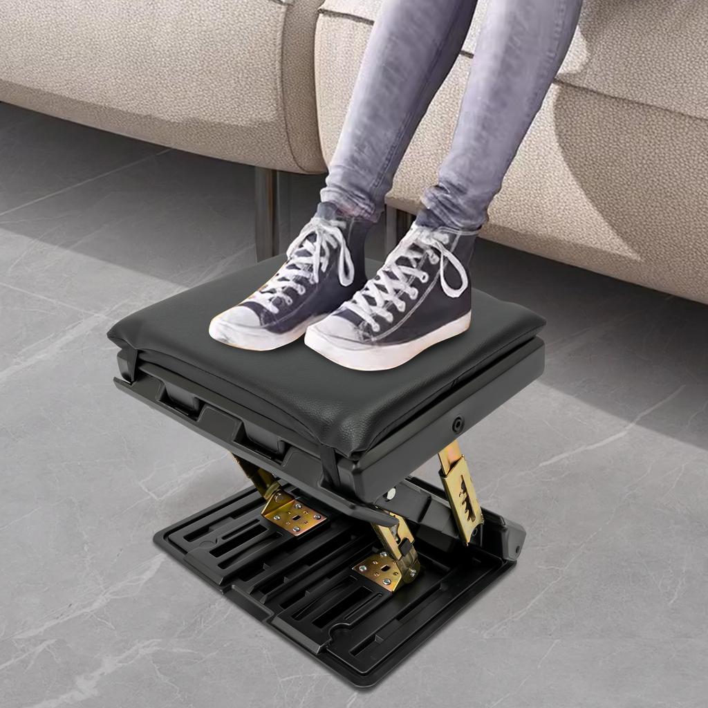 Bymaocar Schwarzer Ergonomischer Klappbarer Fußhocker, Tragbare Fußstütze Mit Winkelverstellung, 80 kg Tragfähigkeit Für Autos, Züge