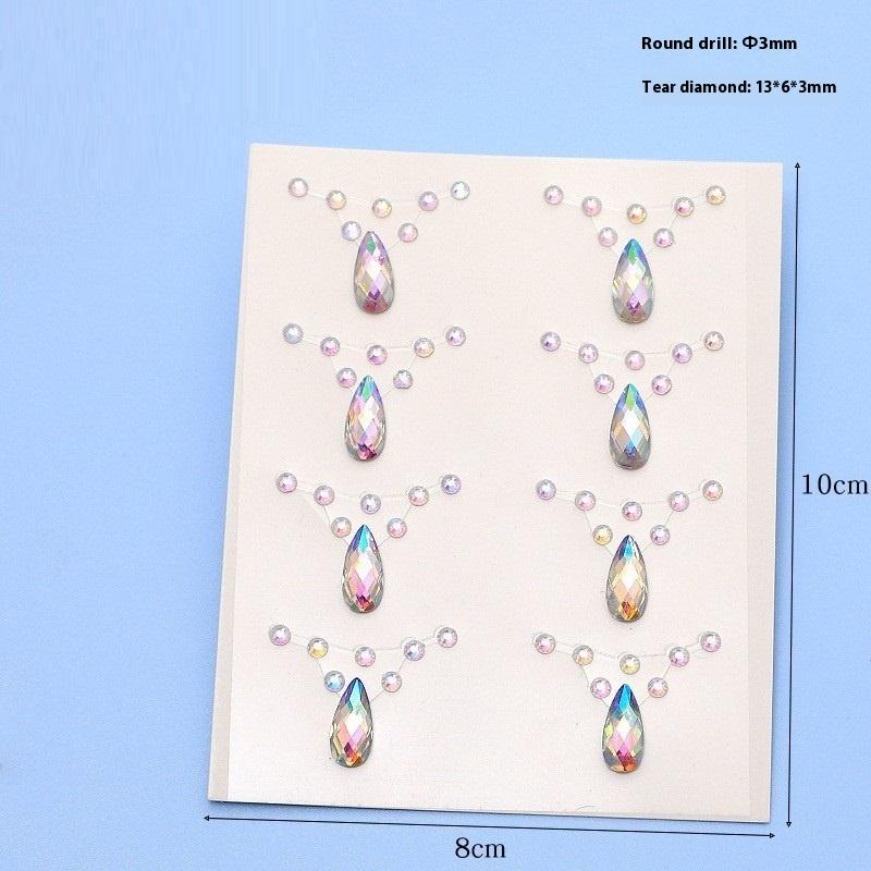 3D Holographic Tear Drop Face  Sticker Self-Adhesive  Diamond Tattoo Sticker For Hair Eye Face Decoration Decal