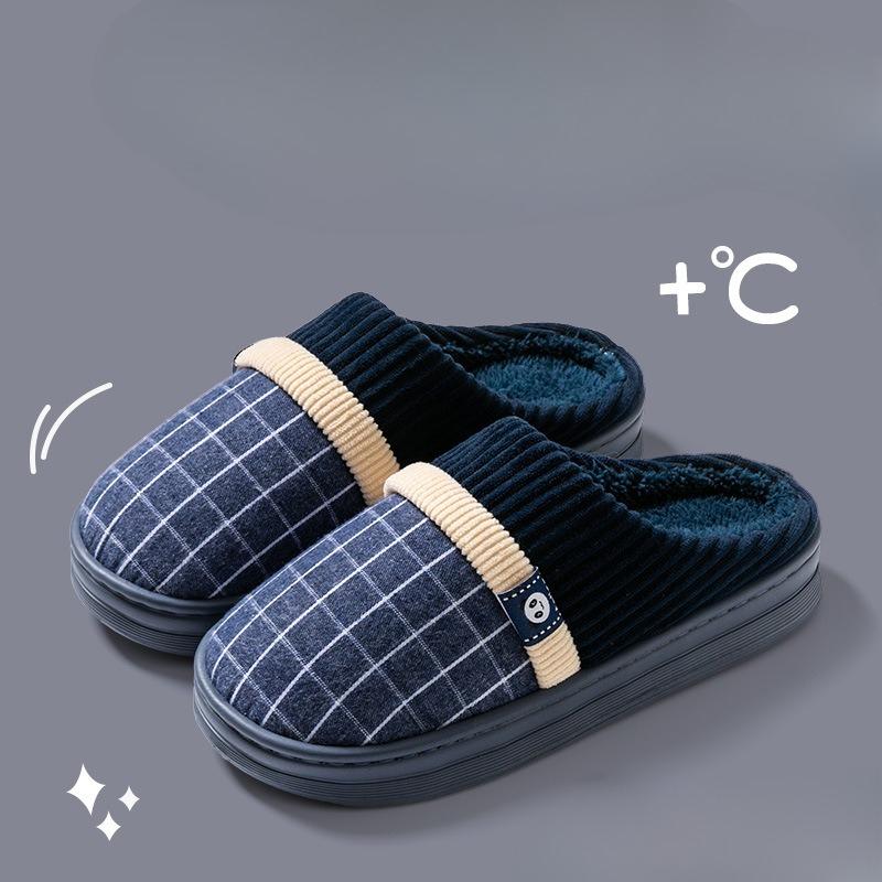 

Новый стиль домашних тапочек, хлопковые тапочки на толстой подошве для тепла в помещении 50-51 тёмно-синий